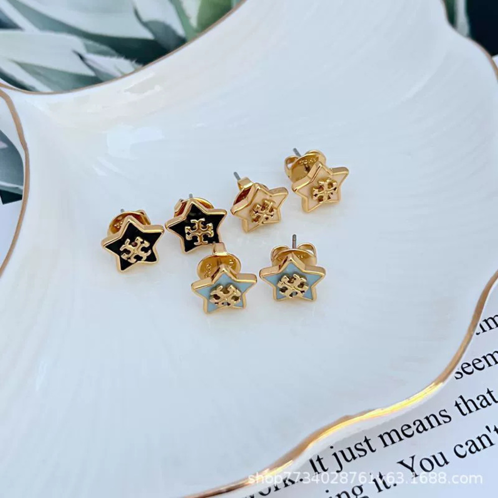 Tory Burch Enamel Star Stud Earrings